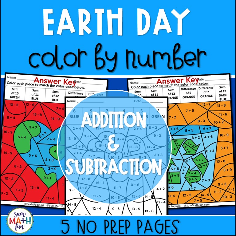 earth-day-worksheets-addition-subtraction-facts-color-by-number-sum-math-fun