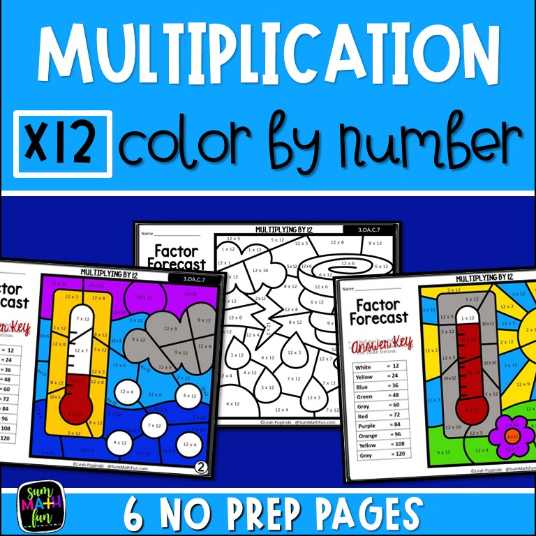 Multiplication Worksheets Color By Number X12