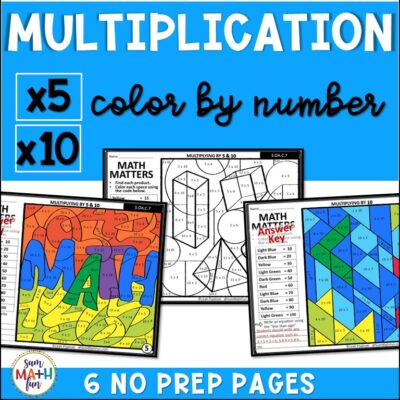 Multiplication Color by Number x5 and x10 - Sum Math Fun